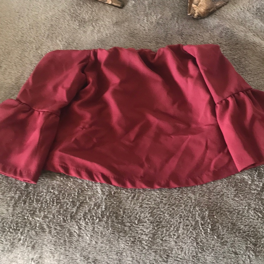 Off the shoulder raspberry top
